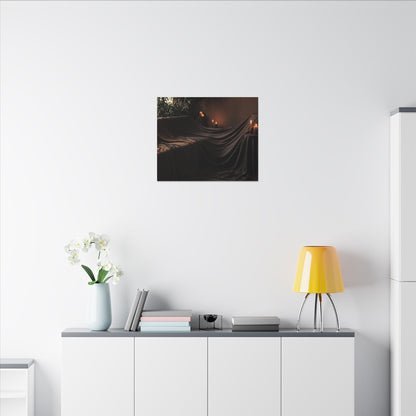 Candlelight Silk Drape Canvas Art - Dark Japandi Ma