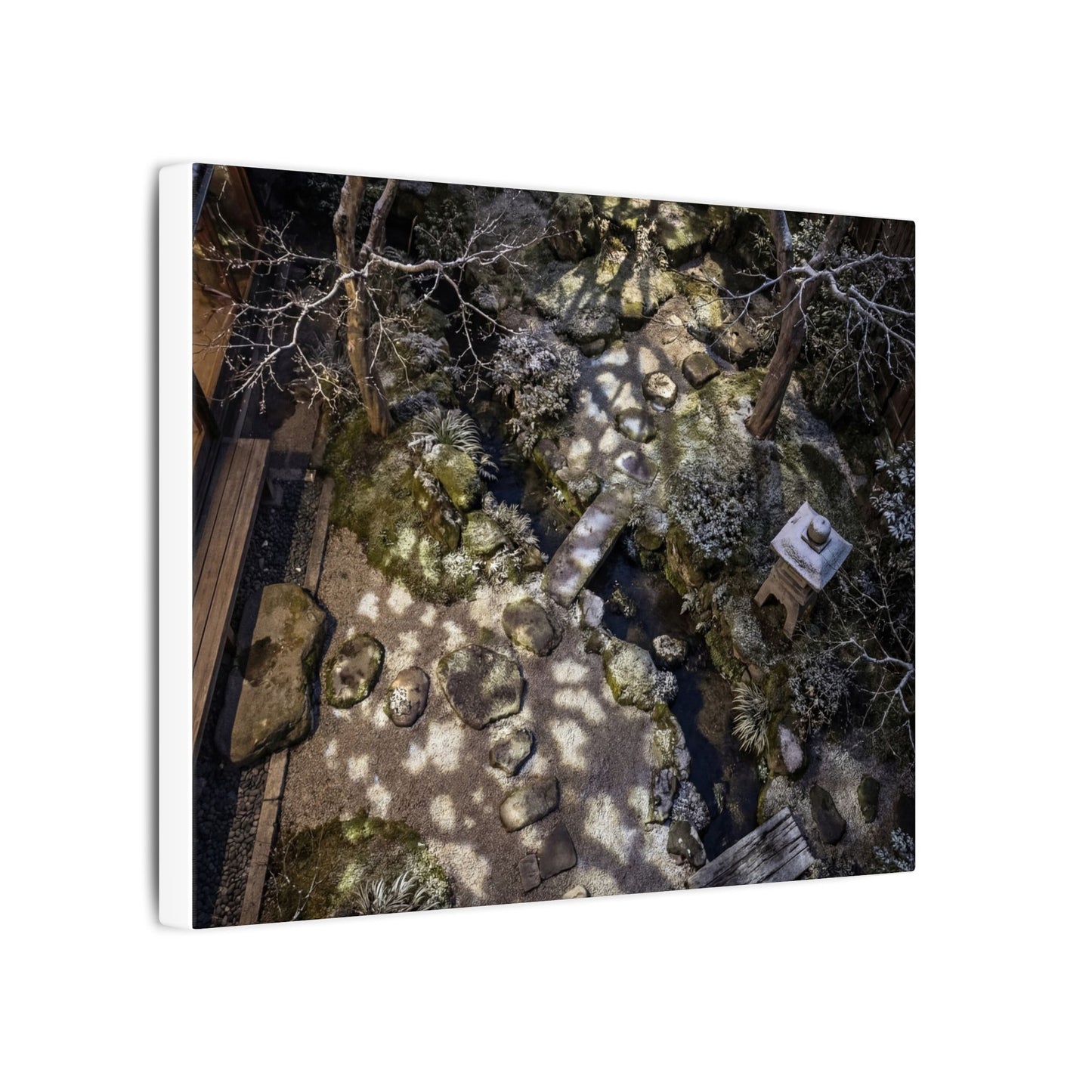 Moonlit Garden Japanese Pattern Canvas Art | Elegant Japandi Art
