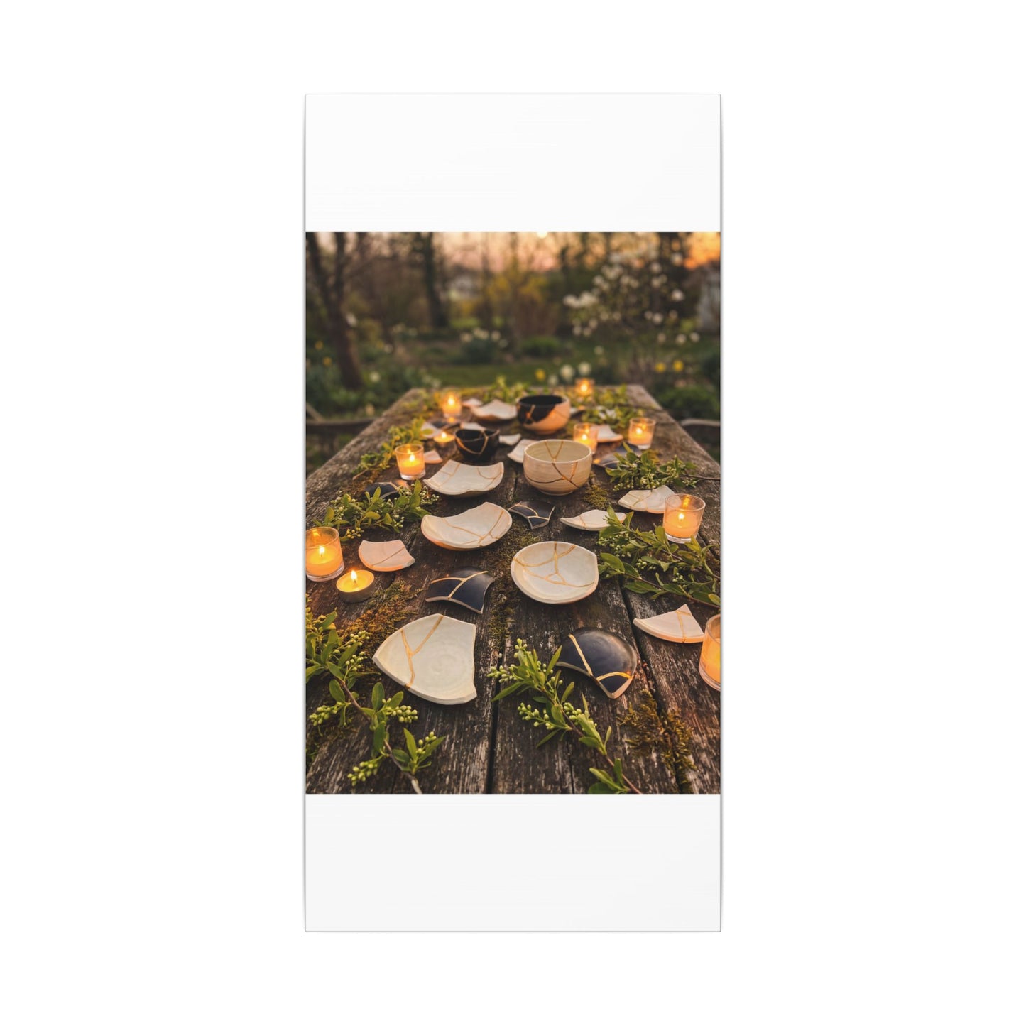 Broken Pottery Spring Canvas Art | Kintsugi Beautiful Design