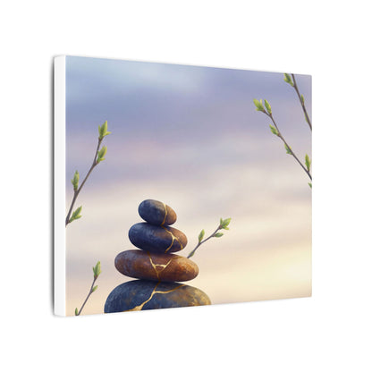 Spring River Stones Gold Vein Canvas Art | Philosophical Decor