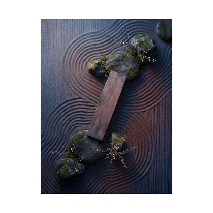 Rock Garden Moody Minimal Wall Art Print | Moody Dark Japandi Art