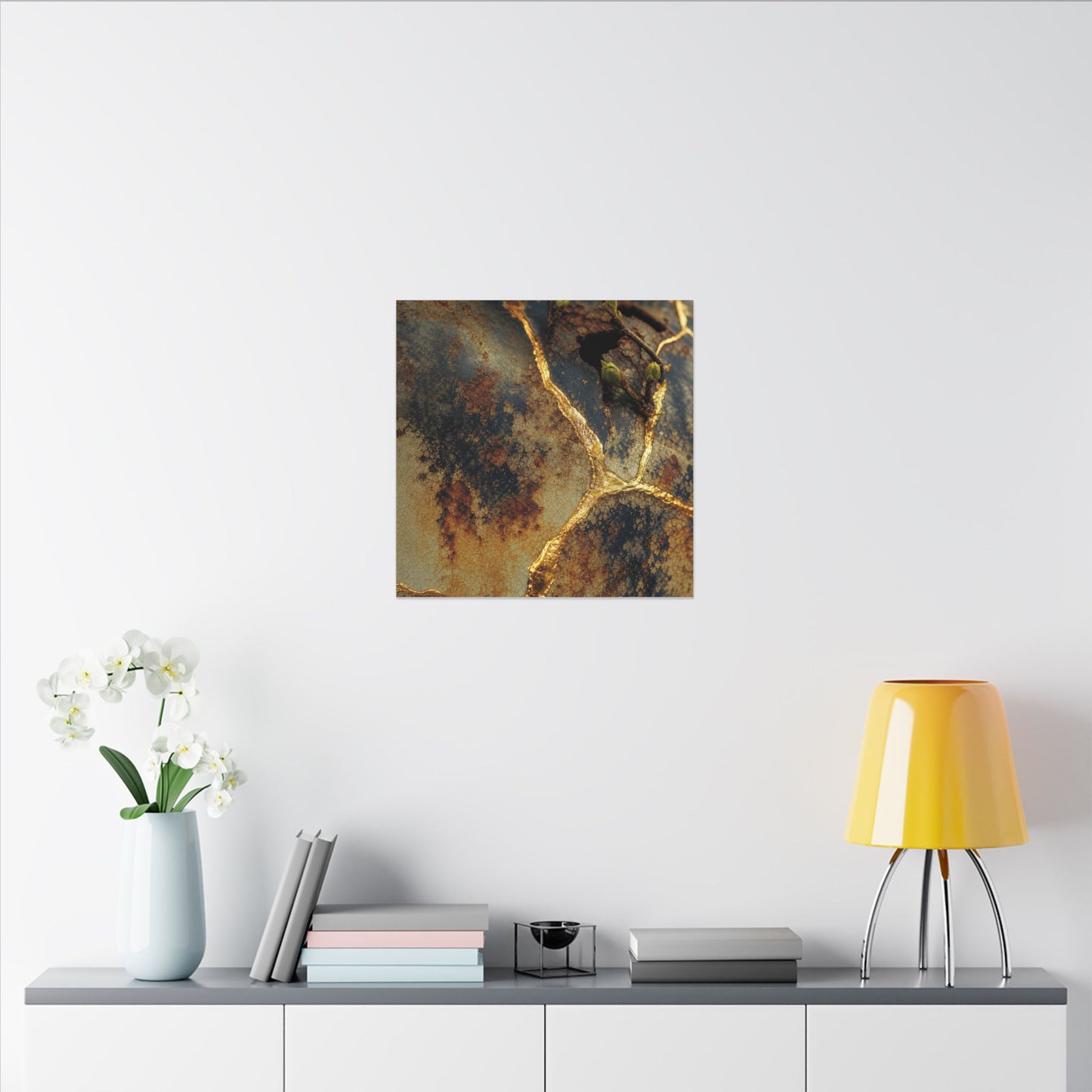 Datsuzoku Rust Patina Canvas Art - Kintsugi Crackle Gold