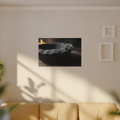Ceramic Bowl Canvas Art | Winter Dark Japandi Shadow Zen Art