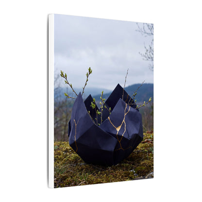 Paper Fold Canvas Art | Spring Kintsugi Gold Repair Art