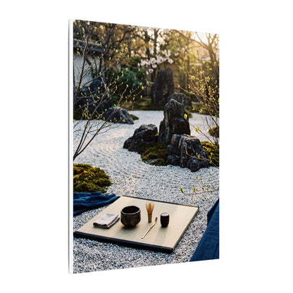 Zen Tea Ceremony in Golden Hour | Karesansui Canvas Art