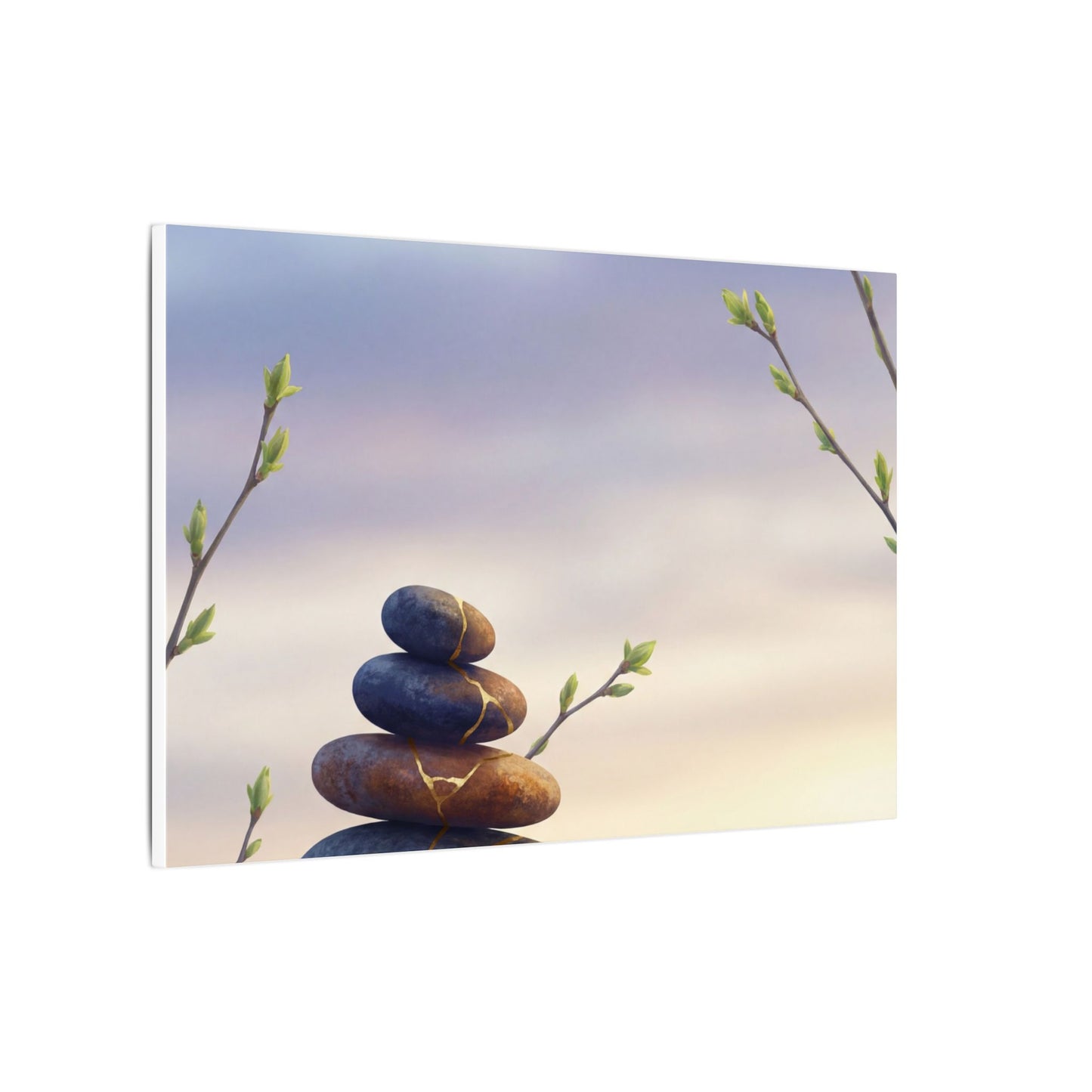Spring River Stones Gold Vein Canvas Art | Philosophical Decor