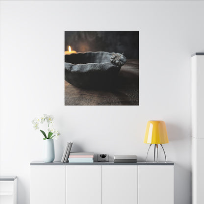 Ceramic Bowl Canvas Art | Winter Dark Japandi Shadow Zen Art