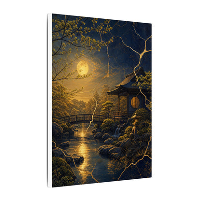 Spring Moonlit Garden Gold Vein Canvas Art | Resilient Decor