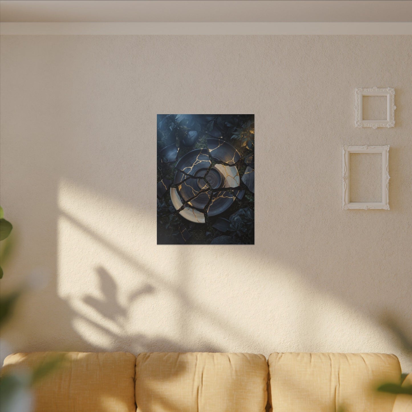 Resilient Broken Pottery Canvas Art - Gold Vein Kintsugi