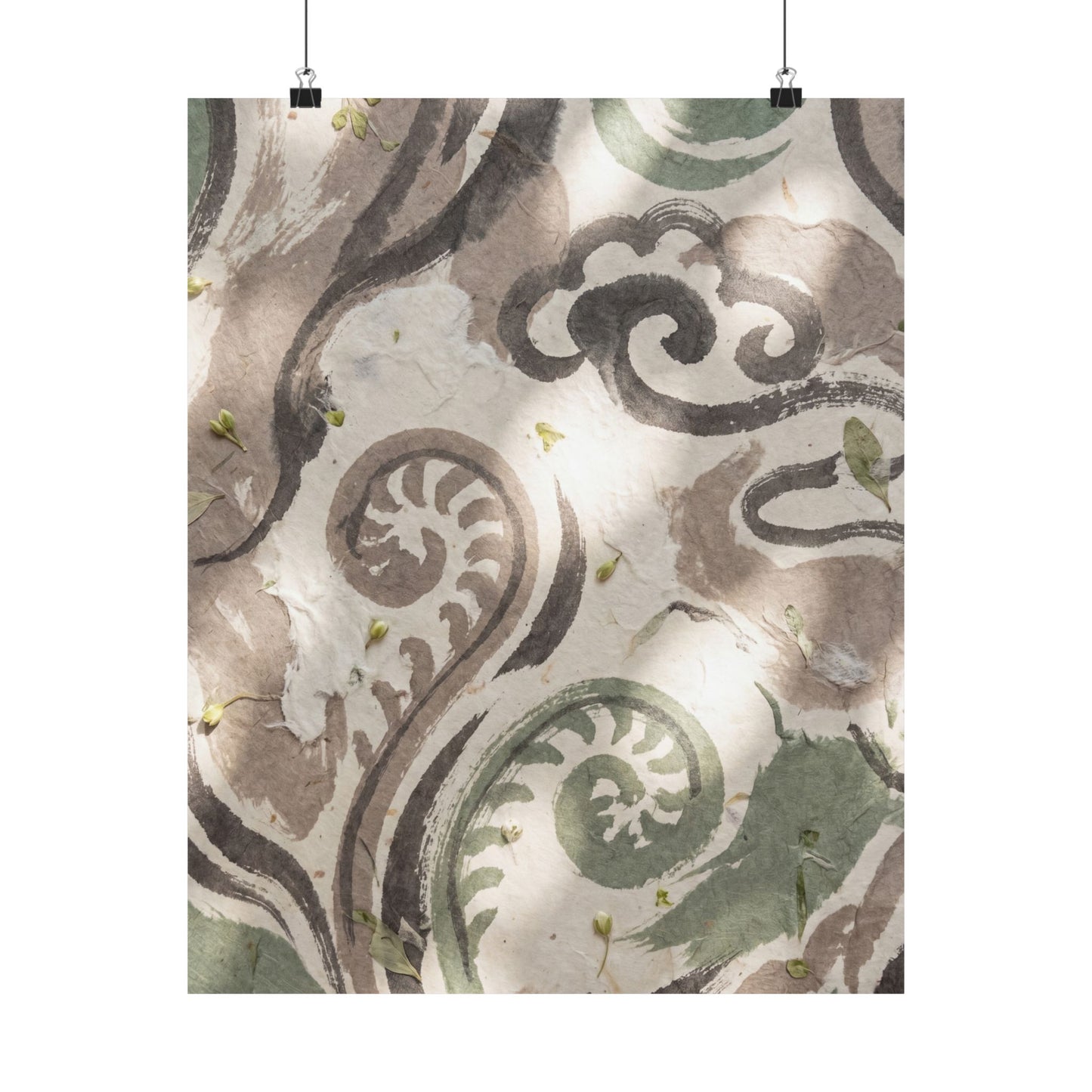 Ink Brushstroke Spring Wall Art Print | Japandi Earthy Design Art Print
