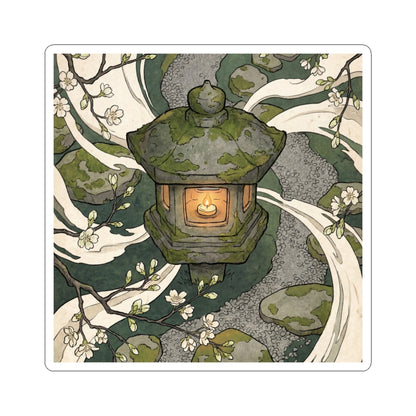 Spring Stone Lantern Ukiyo E Inspired Sticker | Peaceful Decor