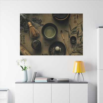 Tea Ceremony Canvas Art | Winter Zen Ukiyo E Inspired Art