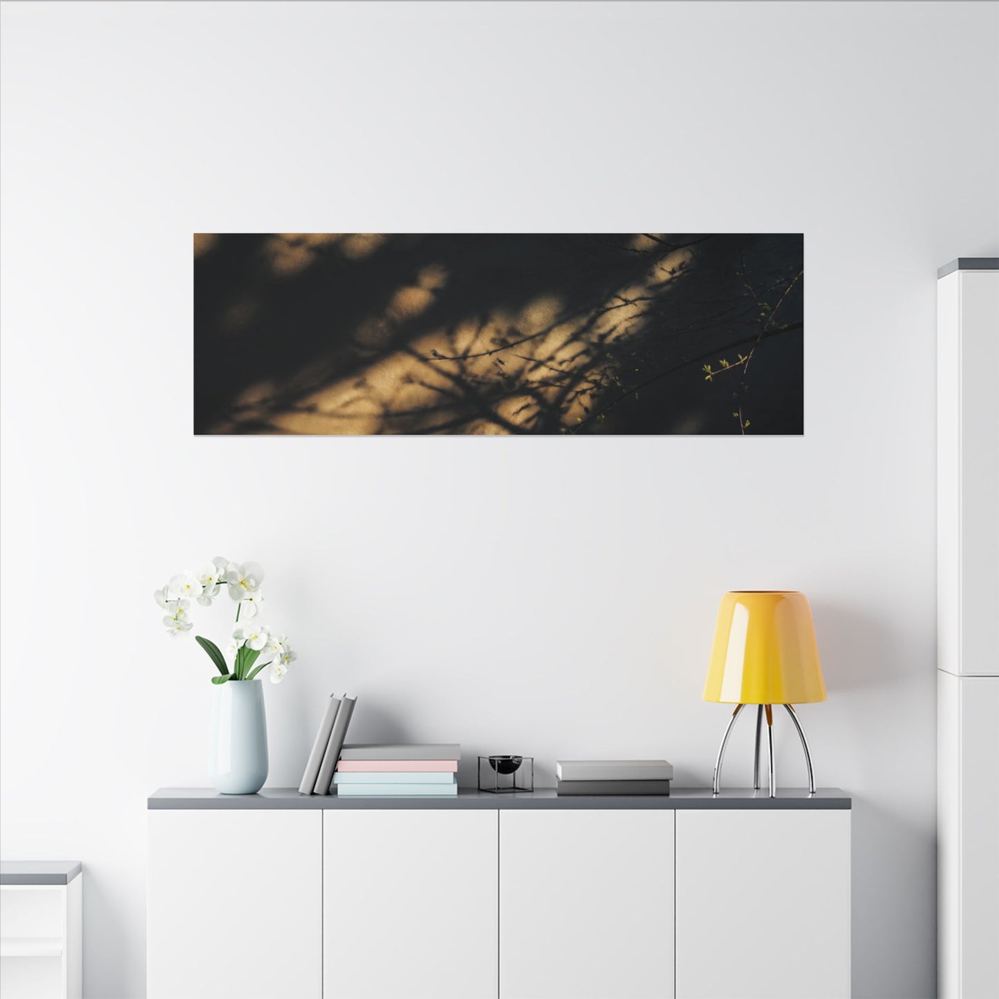 Moody Shadow Play Canvas Art - Moody Minimal Dark Japandi