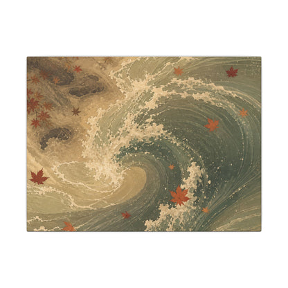 Japandi Ocean Wave in Candlelight | Japanese Pattern Canvas Art