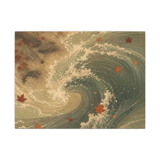 Japandi Ocean Wave in Candlelight | Japanese Pattern Canvas Art