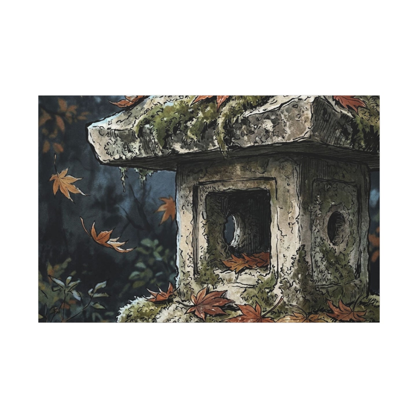 Shibui Stone Lantern Canvas Art - Japandi Minimal Line