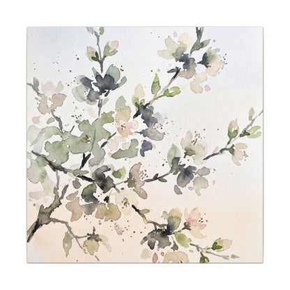Cherry Blossom Watercolor Canvas Art | Elegant Japandi Art