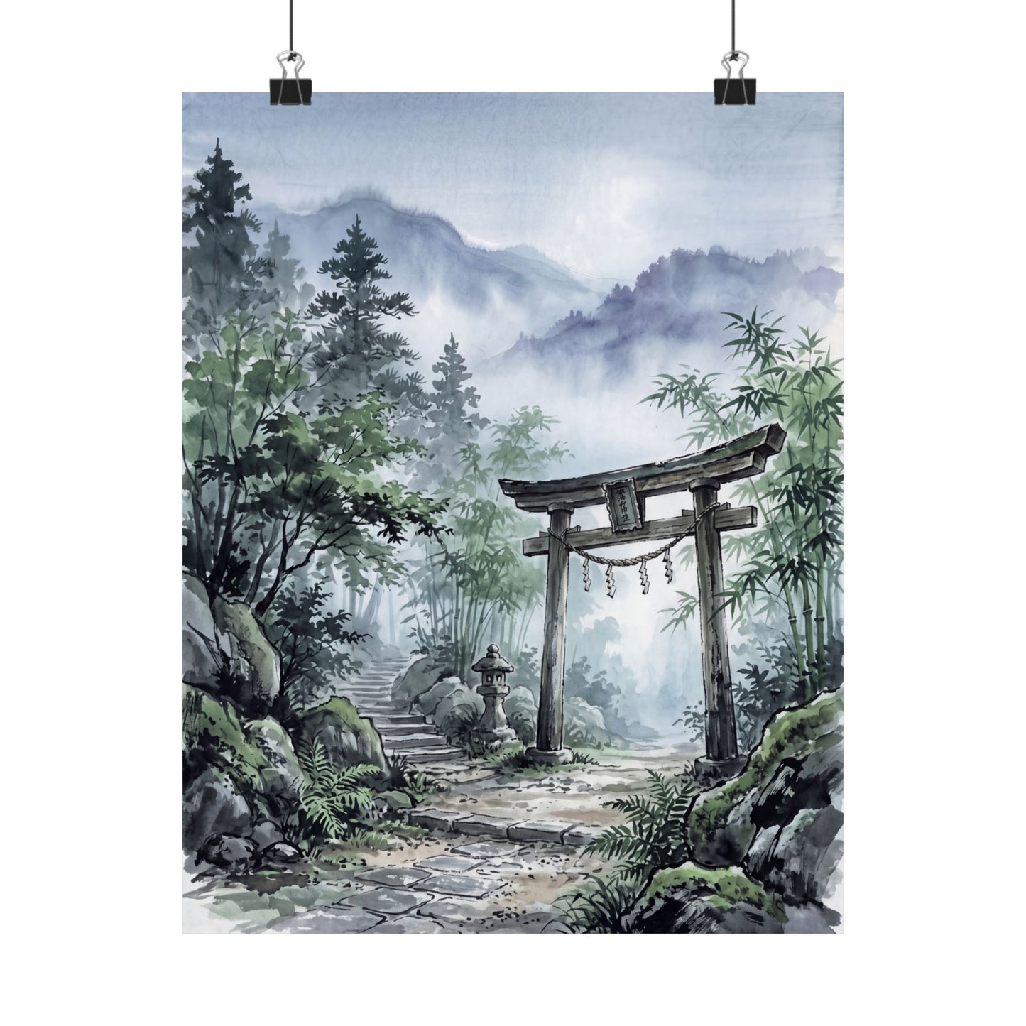 Fukinsei Torii Gate Wall Art Print - Zen Sumi E