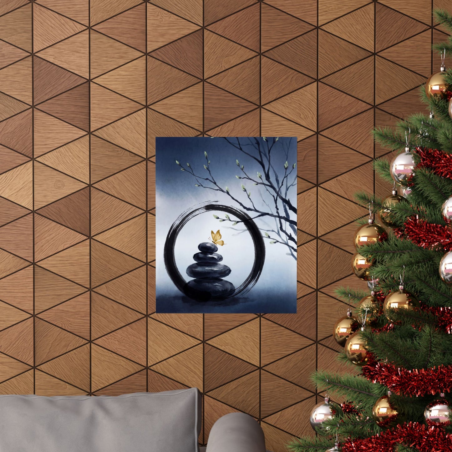 Zen River Stones in Dawn | Enso Wall Art Print