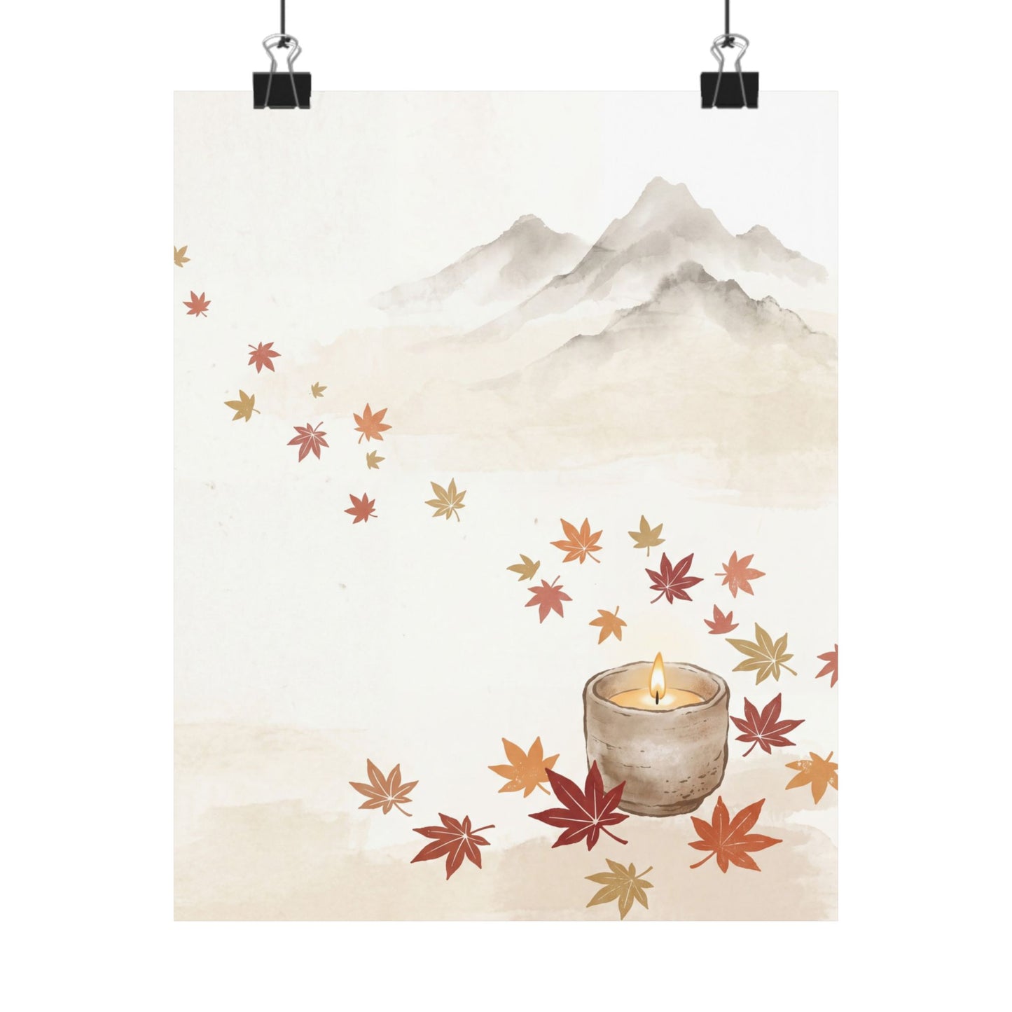 Mountain Mist Wall Art Print | Autumn Japandi Japanese Pattern Art