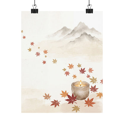 Mountain Mist Wall Art Print | Autumn Japandi Japanese Pattern Art