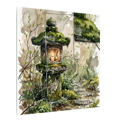 Stone Lantern Watercolor Canvas Art | Elegant Japandi Art