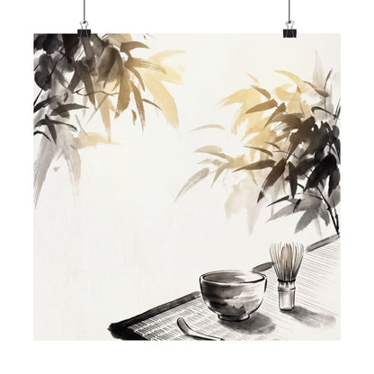 Tea Ceremony Wall Art Print | Summer Zen Sumi E Art