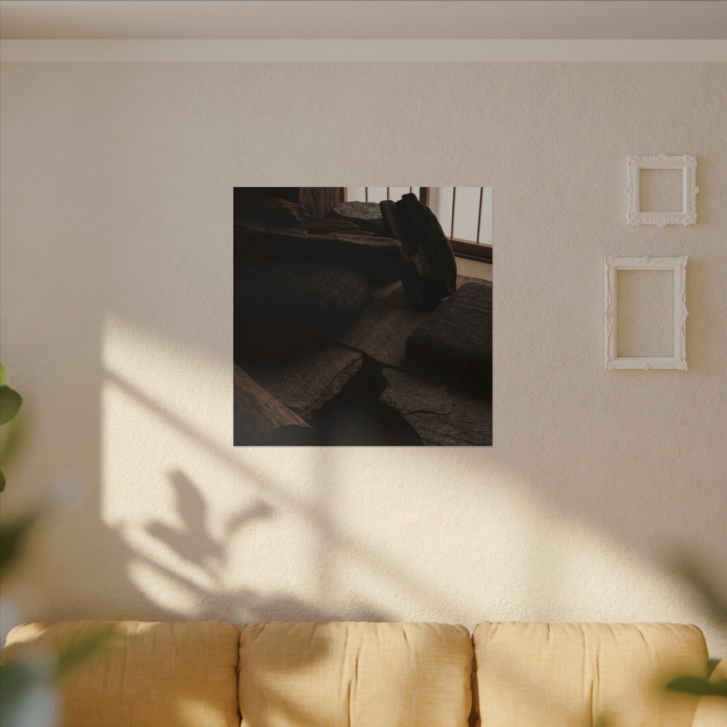 Dark Japandi Shadow Zen Canvas Art