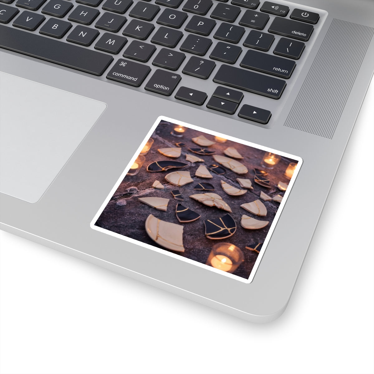 Kintsugi Broken Pottery in Candlelight | Broken Beauty Sticker Art Print