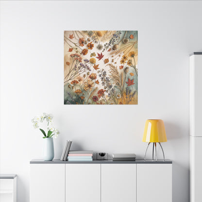Dried Flowers Canvas Art | Autumn Japandi Watercolor Art