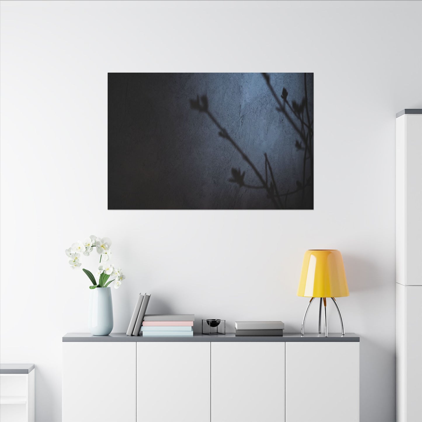 Shadow Play Canvas Art | Spring Dark Japandi Moody Minimal Art