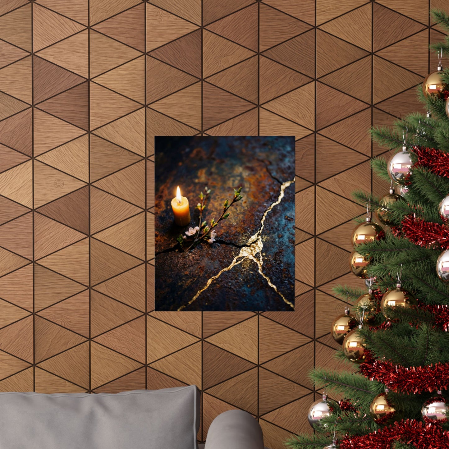 Beautiful Rust Patina Wall Art Print - Gold Repair Kintsugi
