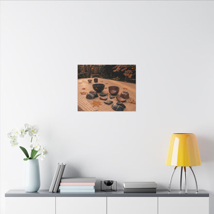 Golden Hour Tea Ceremony Canvas Art - Kintsugi Shibui