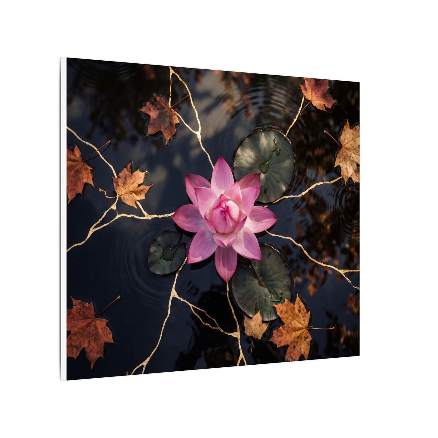 Ma Lotus Flower Canvas Art - Kintsugi Gold Vein