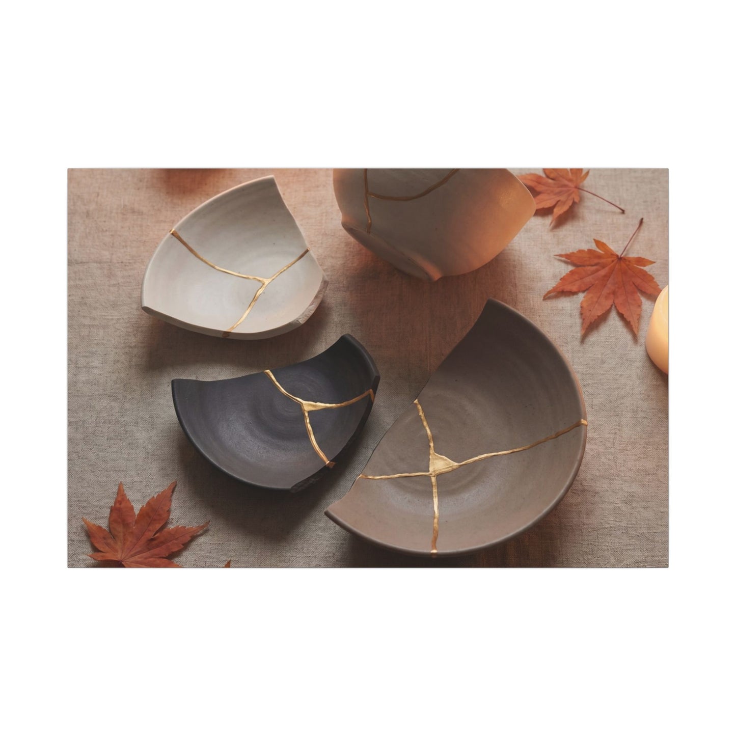 Candlelight Broken Pottery Canvas Art - Japandi Ma Art Print
