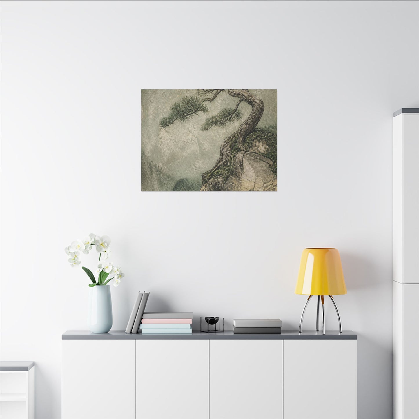 Fukinsei Pine Tree Canvas Art - Japandi Texture