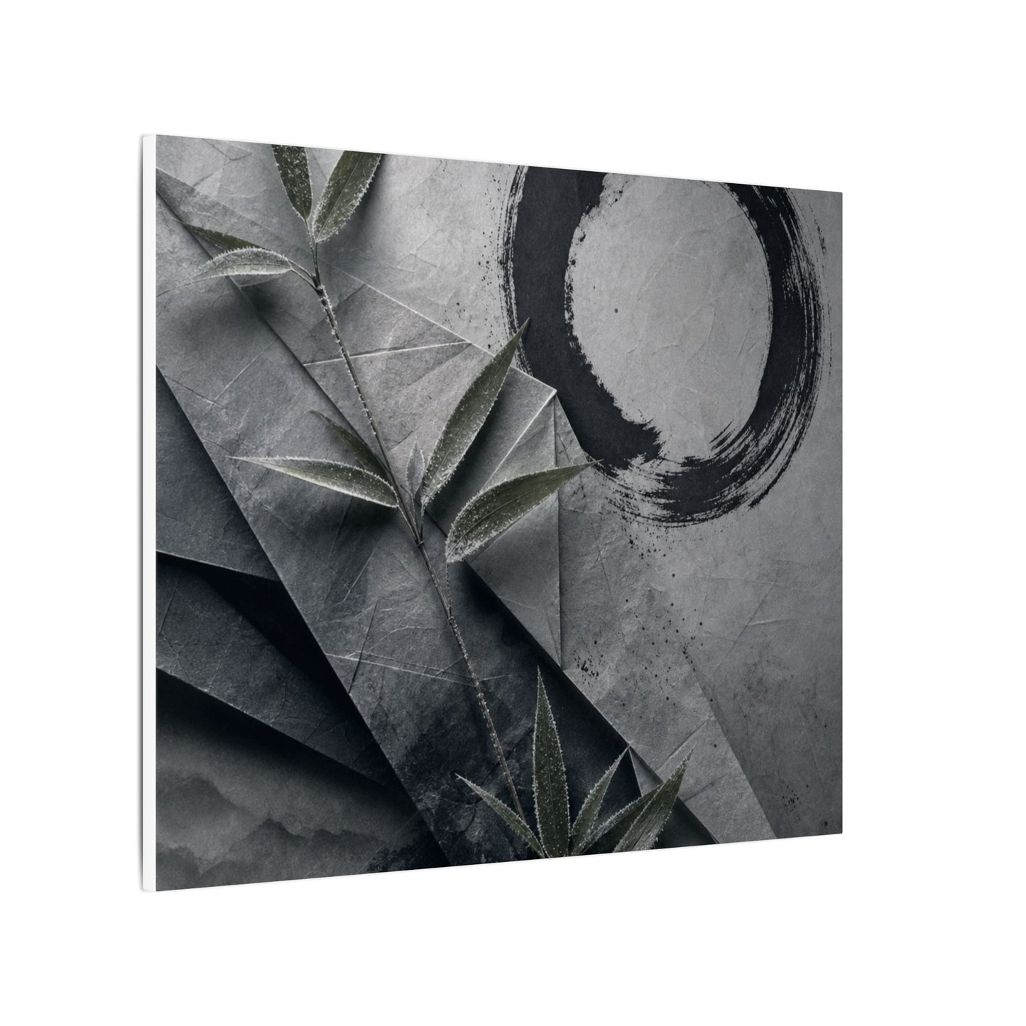 Winter Paper Fold Enso Canvas Art | Serene Decor