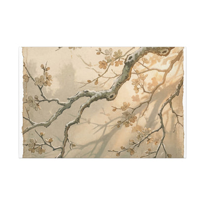 Cherry Blossom Canvas Art | Winter Japandi Japanese Pattern Art Art Print