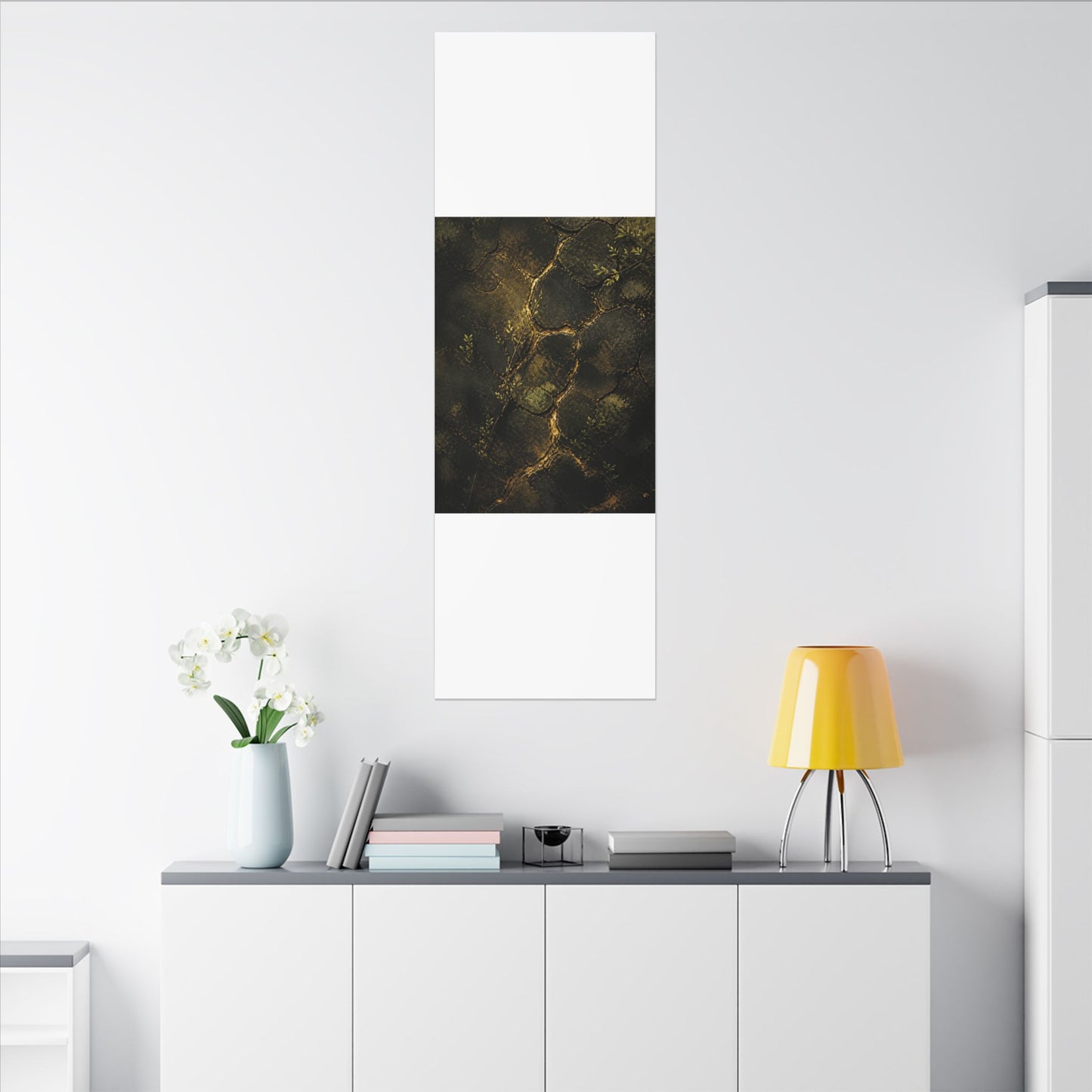 Shibui Cracked Earth Canvas Art - Dark Japandi Dark Texture