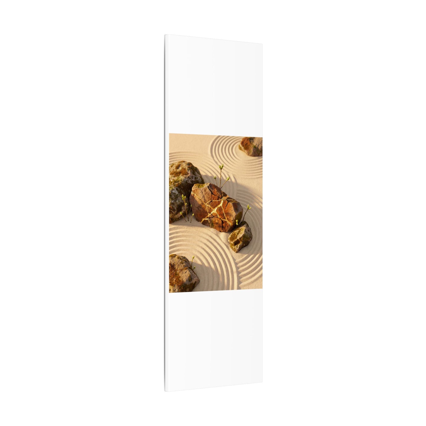 Kanso Rock Garden Canvas Art - Kintsugi Crackle Gold