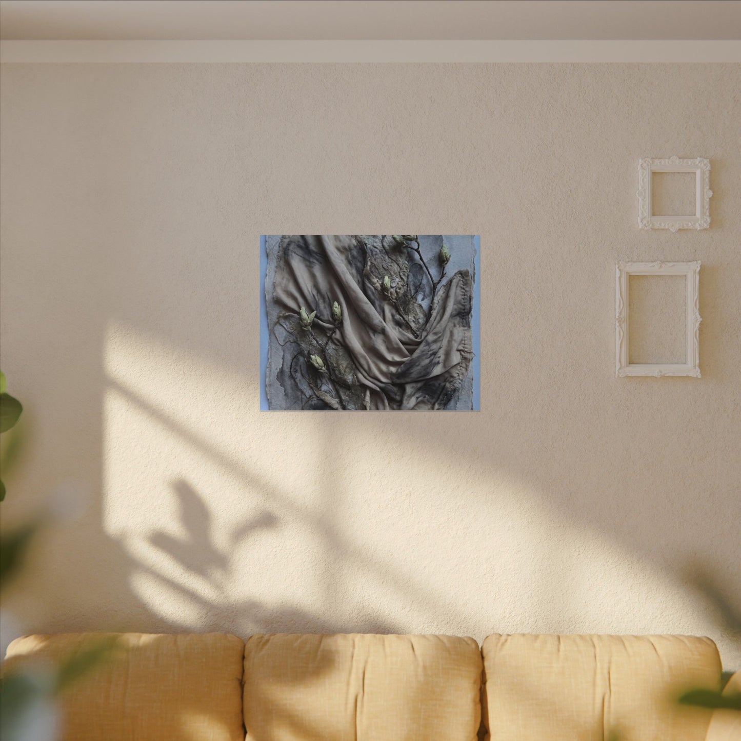 Japandi Silk Drape in Moonlight | Texture Canvas Art