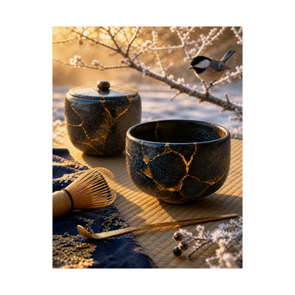 Tea Ceremony Gold Repair Wall Art Print | Philosophical Kintsugi Art