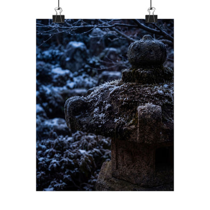 Winter Stone Lantern Shadow Zen Wall Art Print | Atmospheric Decor Art Print