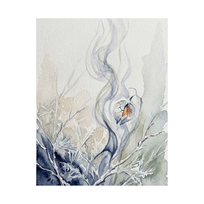 Incense Smoke Watercolor Wall Art Print | Elegant Japandi Art