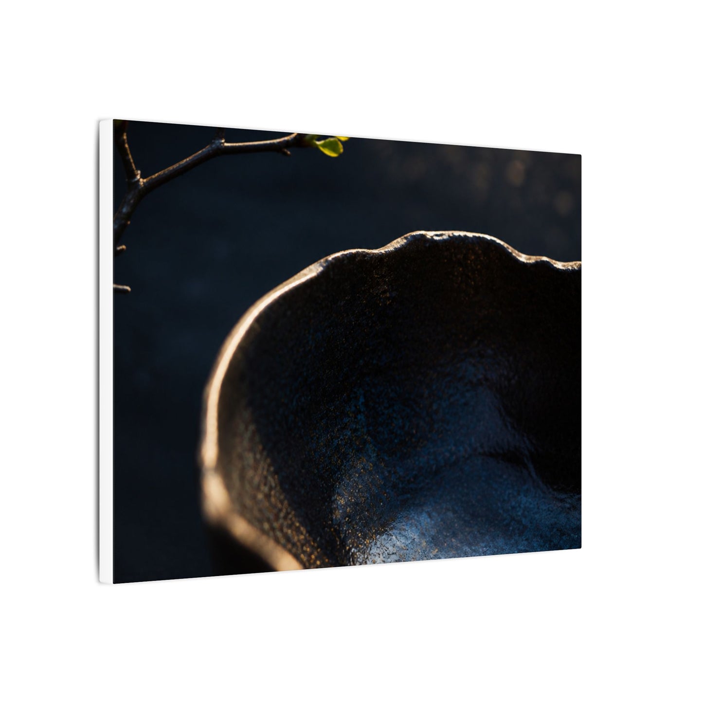 Ma Ceramic Bowl Canvas Art - Dark Japandi Shadow Zen