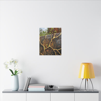 Mono No Aware Rust Patina Canvas Art - Kintsugi Gold Repair