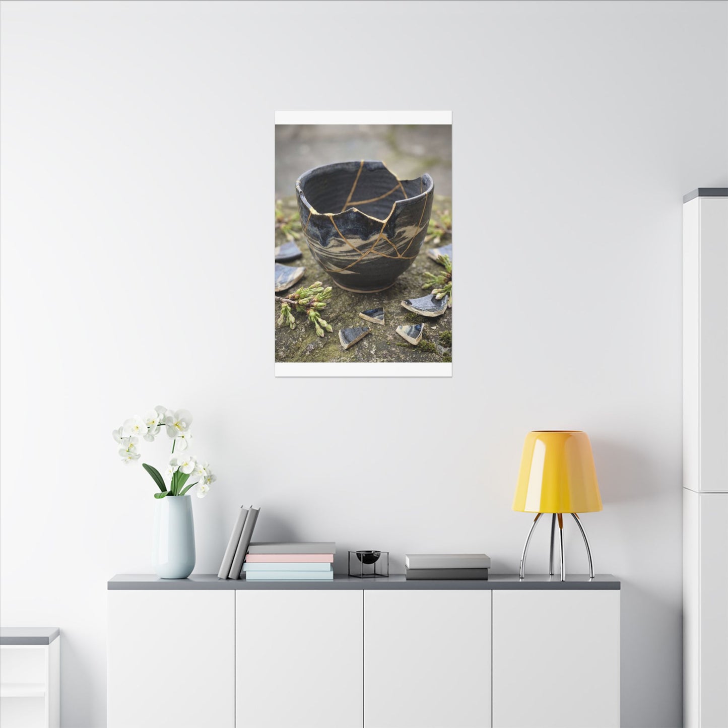Datsuzoku Ceramic Bowl Canvas Art - Kintsugi Gold Repair