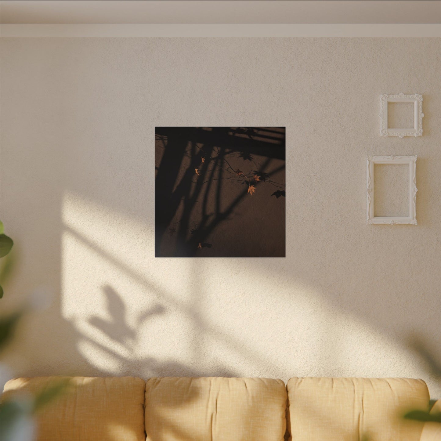 Shadow Play Autumn Canvas Art | Dark Japandi Luxurious Design