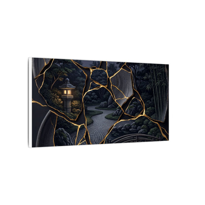 Kintsugi Moonlit Garden in Golden Hour | Gold Repair Canvas Art