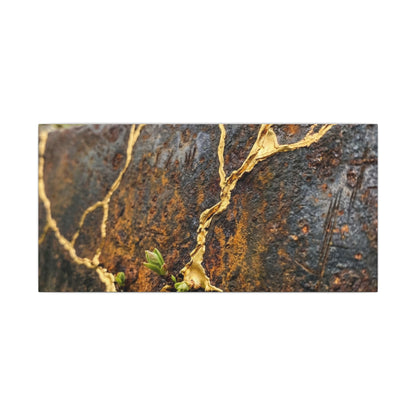 Mono No Aware Rust Patina Canvas Art - Kintsugi Gold Repair